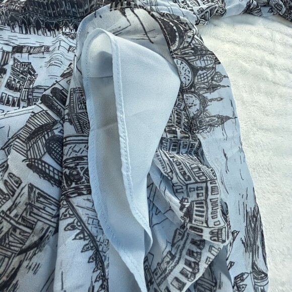 Derek Lam 10 Crosby Womens Juno Trapeze Mini Dress Size 2 Blue Black Print Lined - Picture 6 of 9